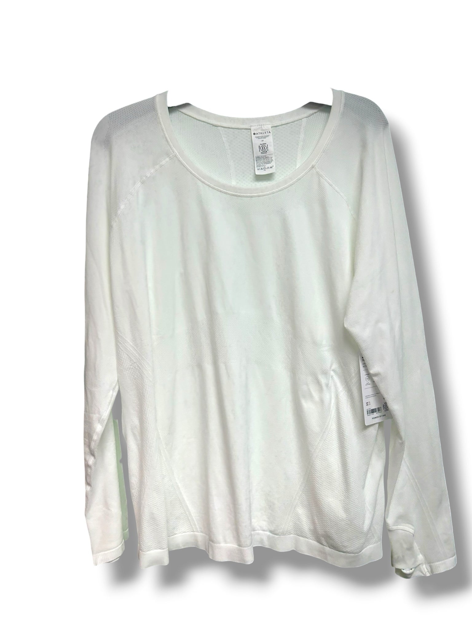 NWT ATHLETA MOMENTUM WHITE SEAMLESS LONG SLEEVE WORKOUT TOP SIZE 2X