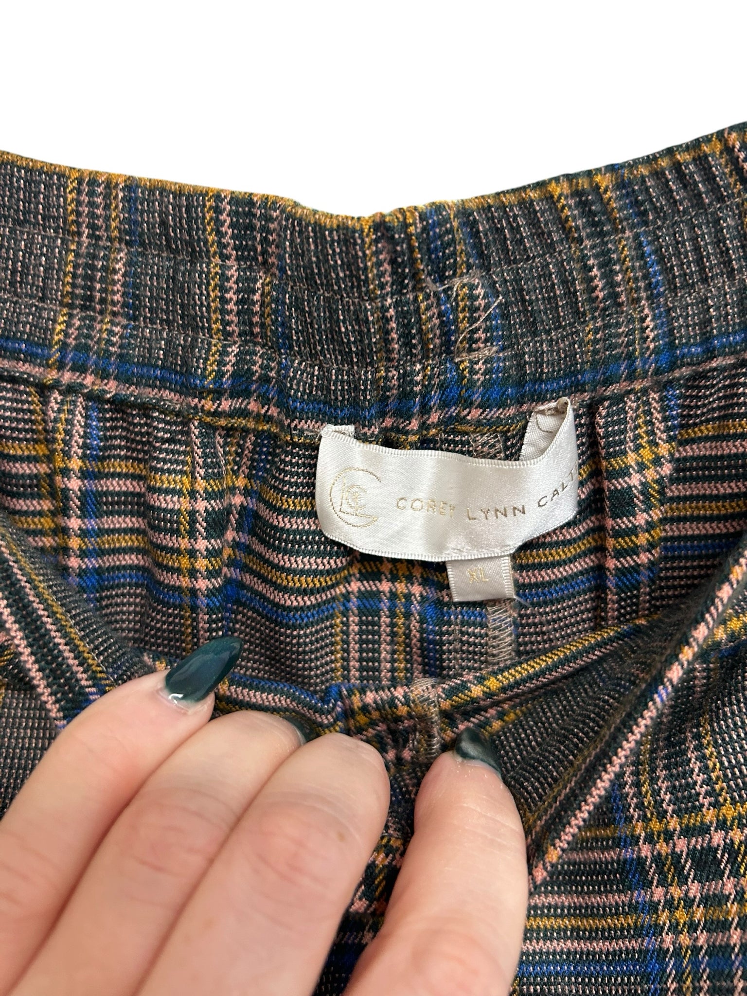 NWT ANTHROPOLOGIE COREY LYNN CALTER PLAID PULL ON PANTS SIZE XL