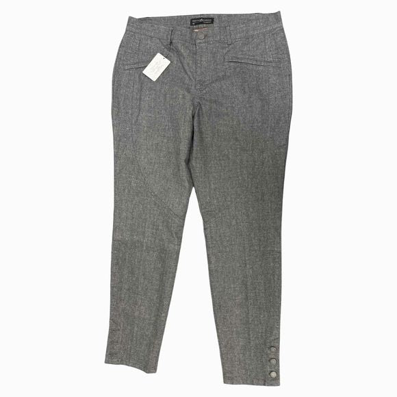 PERUVIAN CONNECTION NEW! GRAY TWEED RYDER MOTO GRAY PANT SIZE 14