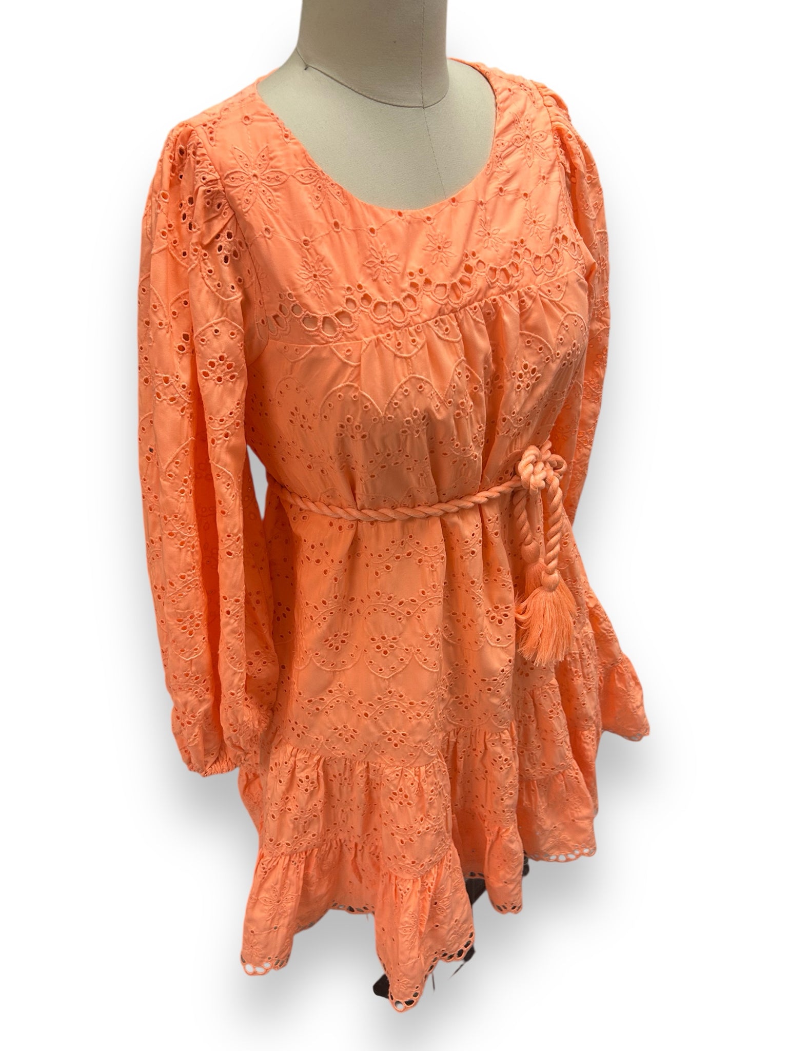 LILLY PULITZER KEYLA SWING EYELET W/TASSEL BELT PEACH ORANGE SIZE SMALL