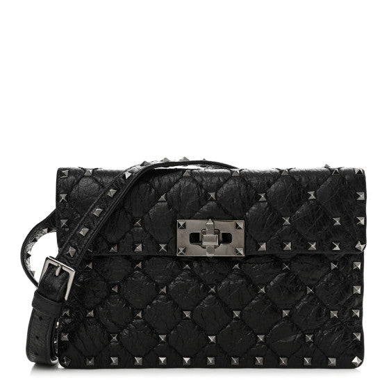 VALENTINO GARAVANI CRAQUELE NAPPA ROCKSTUD SPIKE CROSSBODY