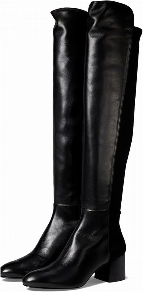 STUART WEITZMAN 5050 OVER THE KNEE BLOCK HEEL BLACK BOOT SIZDE 7