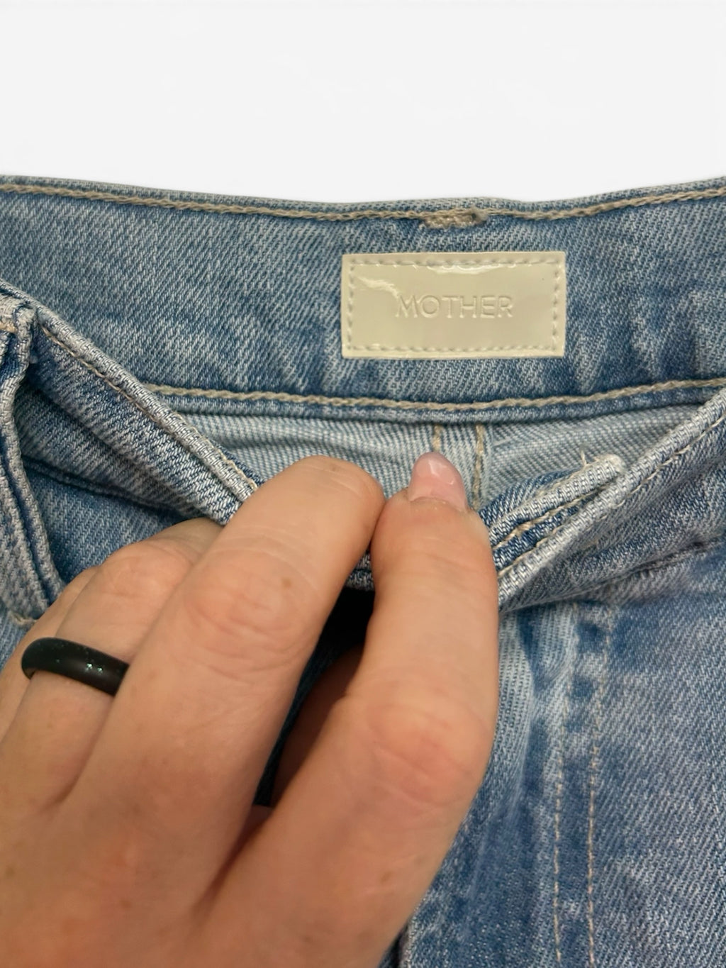 MOTHER HIGH WAISTED SPINNER ZIP HEEL NORWAY DUDE WASH JEANS SIZE 27