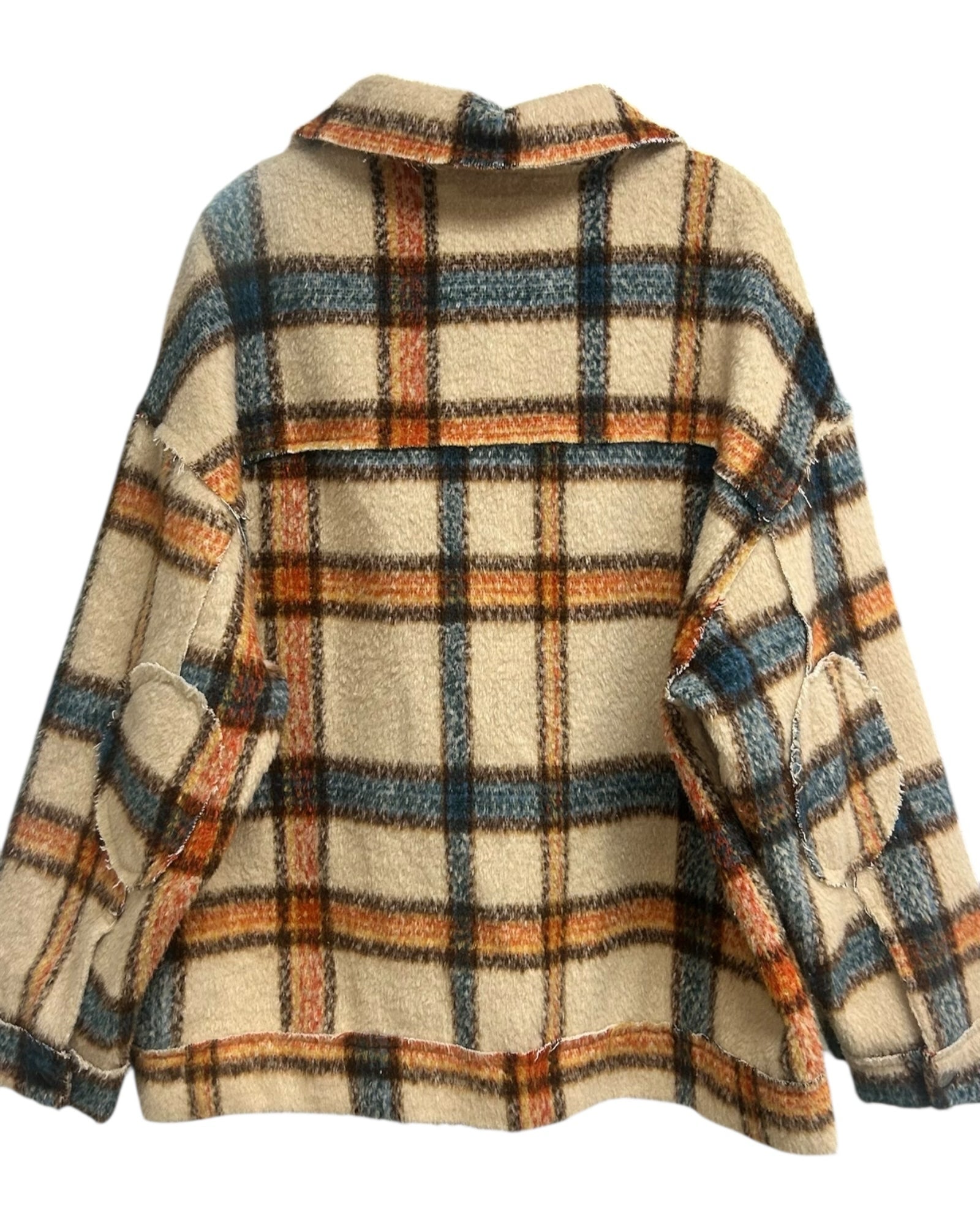 ANTHROPOLOGIE POL PLAID BRUSHED COTTON SHACKET SIZE LARGE