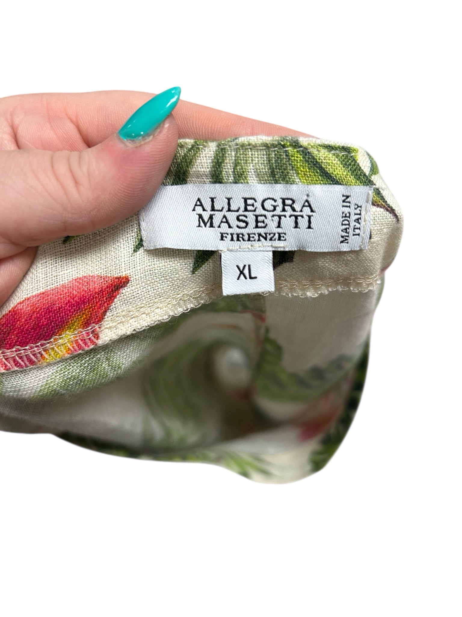 ALLEGRA MASETTI LINEN FLORAL SHIFT DRESS SIZE XL