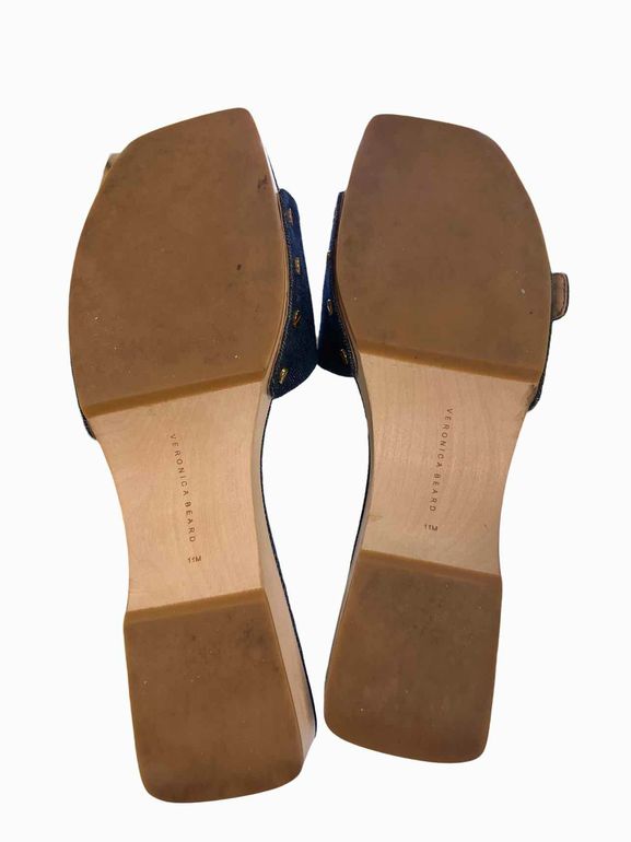 VERONICA BEARD DAVINA SLIDE SANDAL DENIM WOOD CLOG SIZE: 11