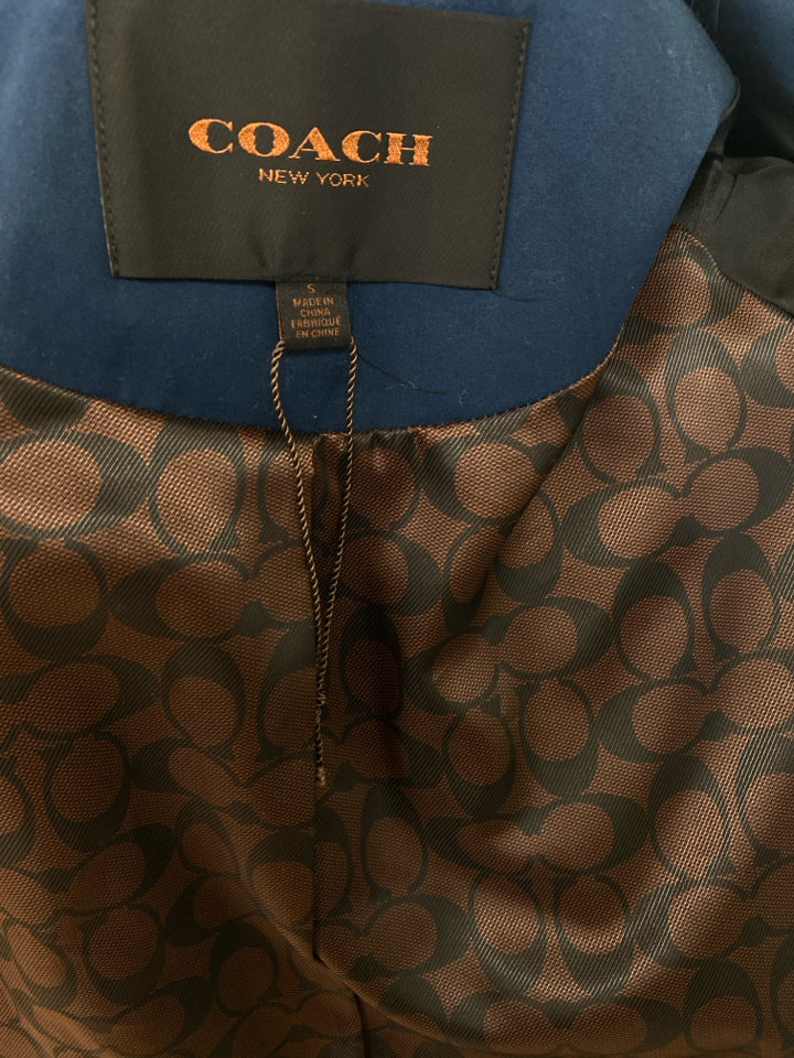 COACH ICON SHORT TRENCH COAT TRUE NAVY SIZE SMALL