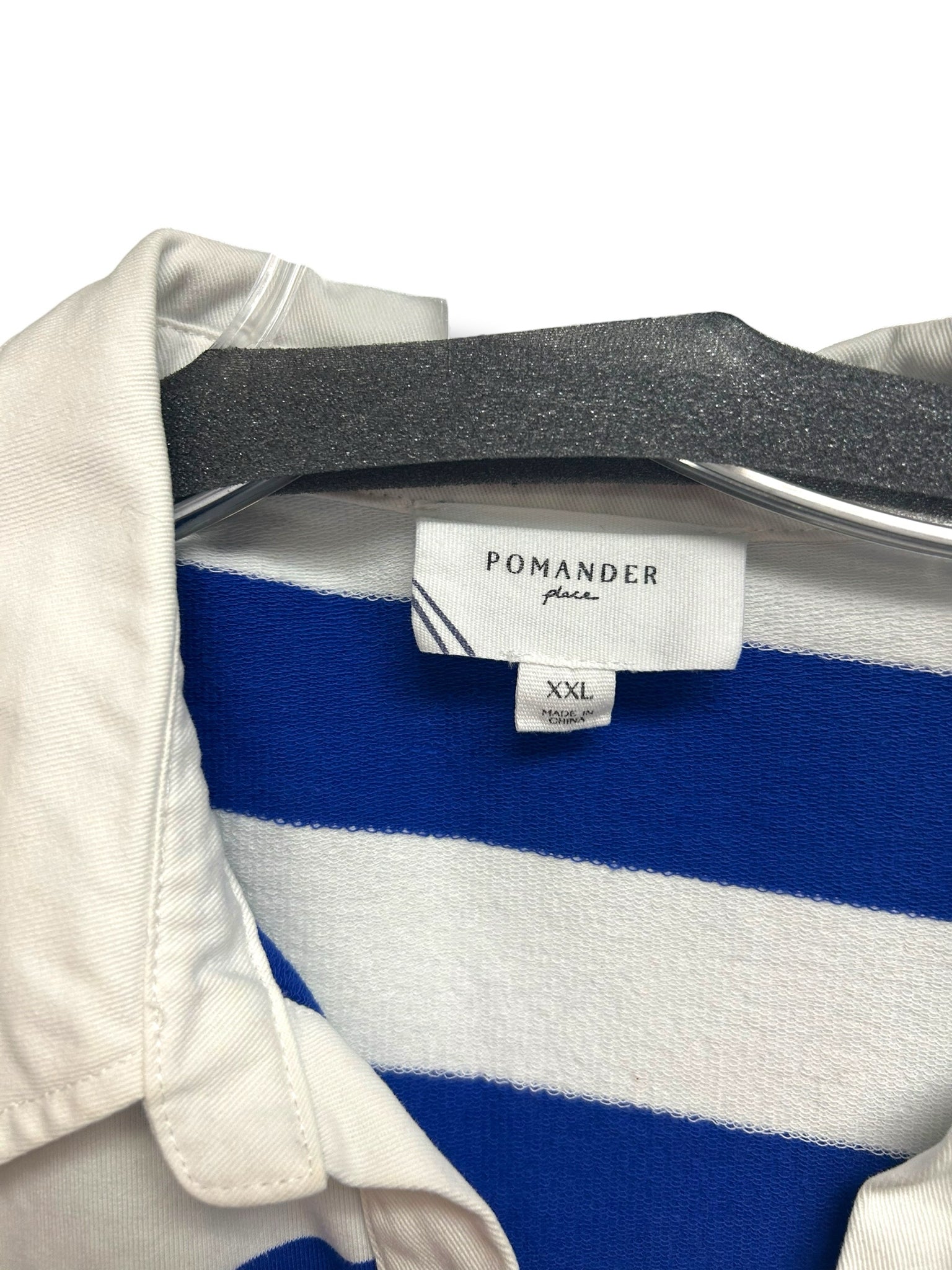 TUCKERNUCK POMANDER PLACE BLUE WHITE STRIPED POLO SIZE XXL
