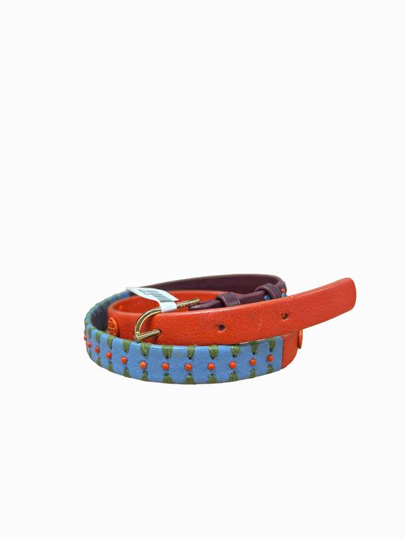 TORY BURCH EMBROIDERED DOUBLE WRAP BRACELET