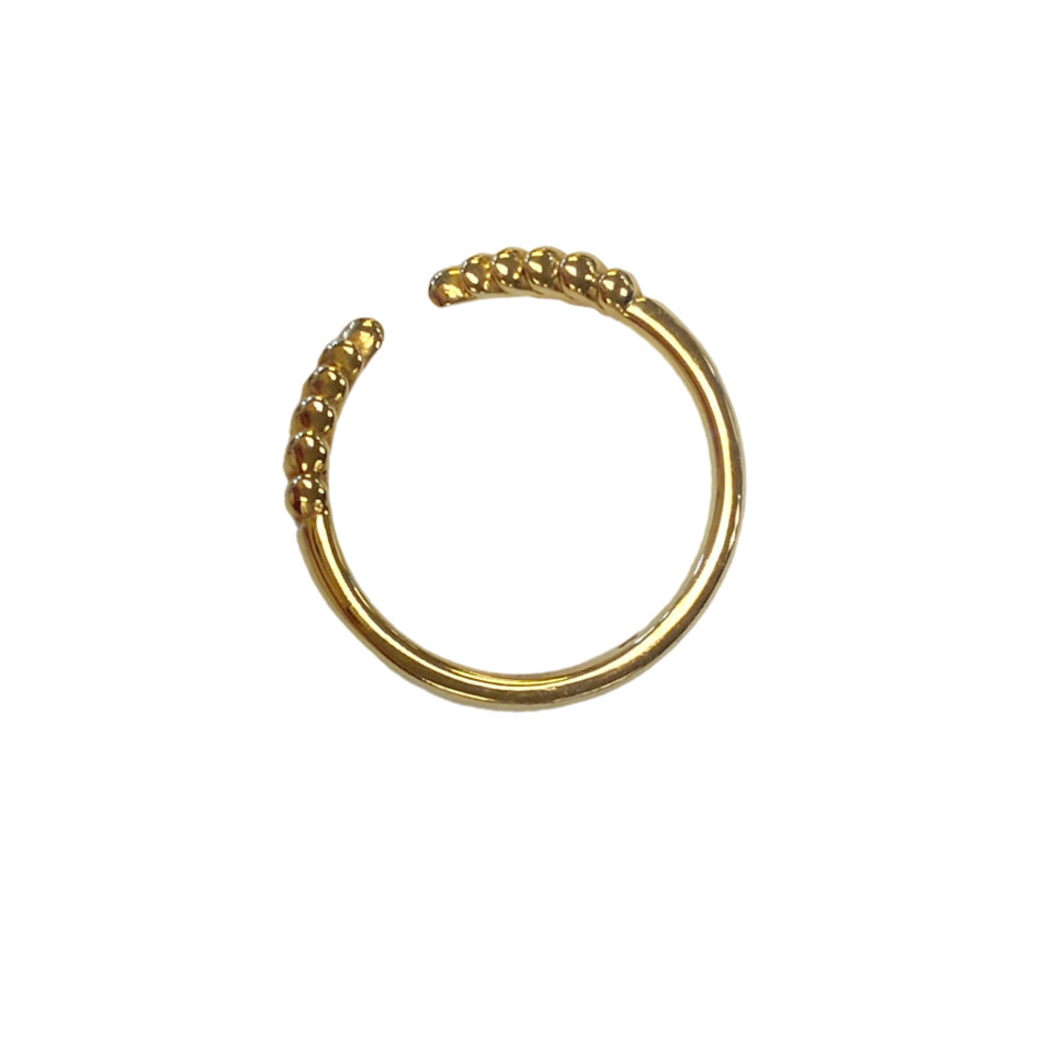 PANDORA 925 STERLING SILVER 18K GOLD PLATED OPEN GRAINS RING SIZE 8