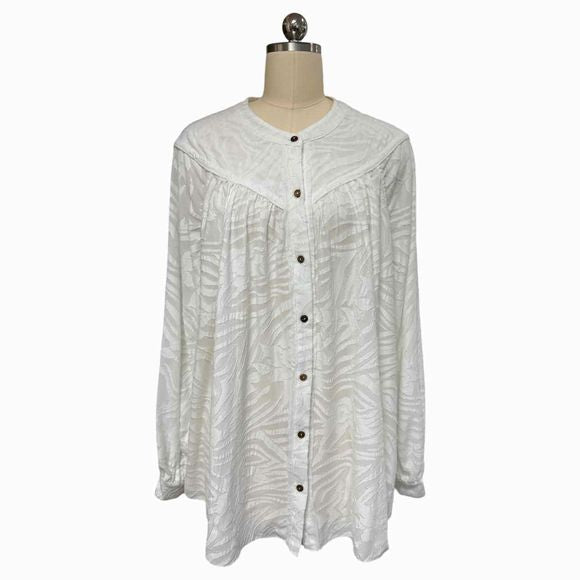 FREE PEOPLE NWT! CAN'T STOP DREAMING WHITE TEXTURED TUNIC TOP SIZE L