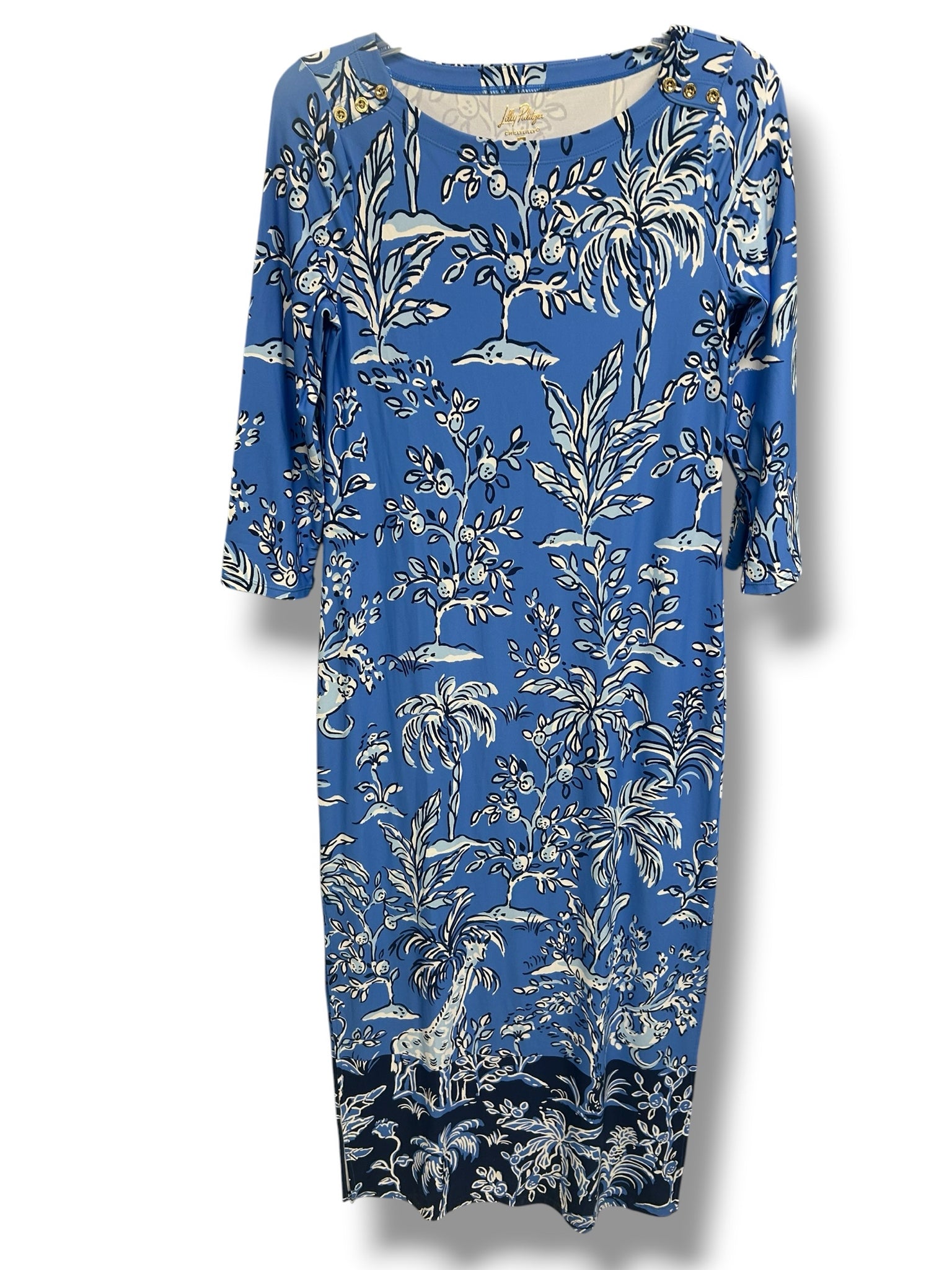 NWT LILLY PULITZER SERLINA UPF 50+ MAXI CHILLY LILLY PATTERN BLUE SIZE SMALL