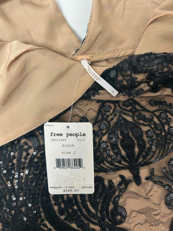 FREE PEOPLE NWT NIGHT SHIMMERS MINI DRESS SIZE: 2