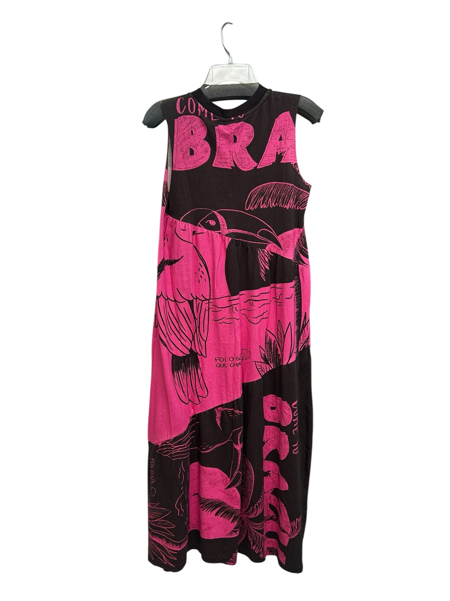 NWT ANTHROPOLOGIE FARM RIO BRAZIL PINK GRAPHIC TIERED TANK DRESS SIZE XS