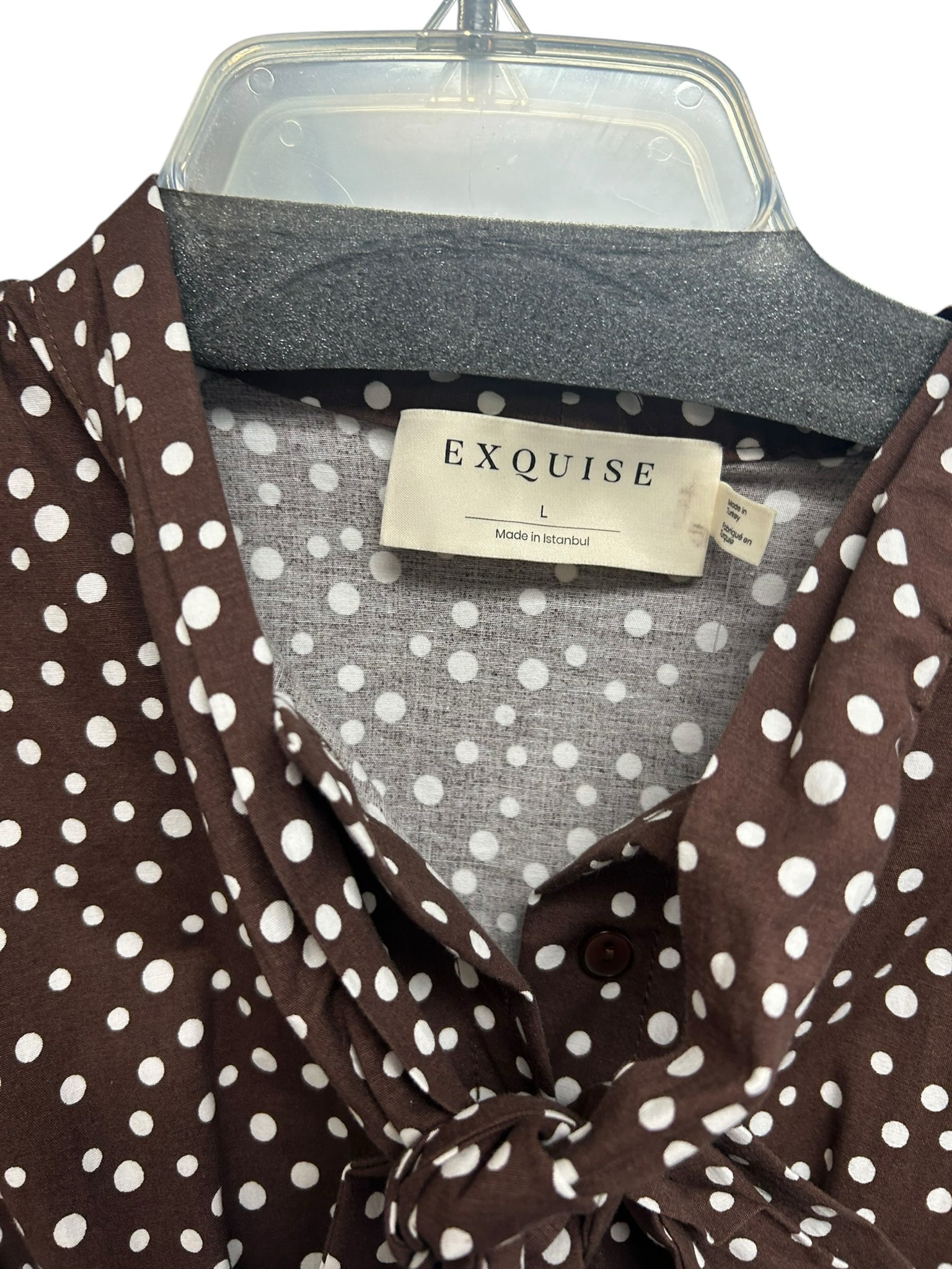 NWT ANTHROPOLOGIE EXQUISE THE TOBIE SHIRT DRESS BROWN POLKA DOT SIZE LARGE