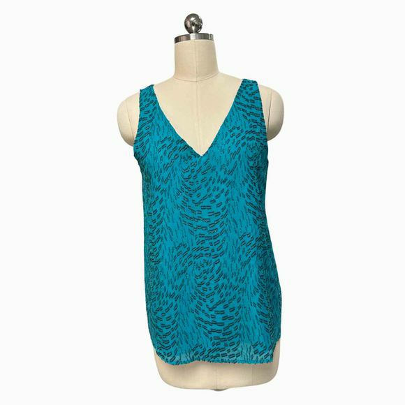 LILLY PULITZER NWT! FLORIN SILK SLEEVELESS BLOUSE IN TEAL BAY SILK SWIRL SIZE S