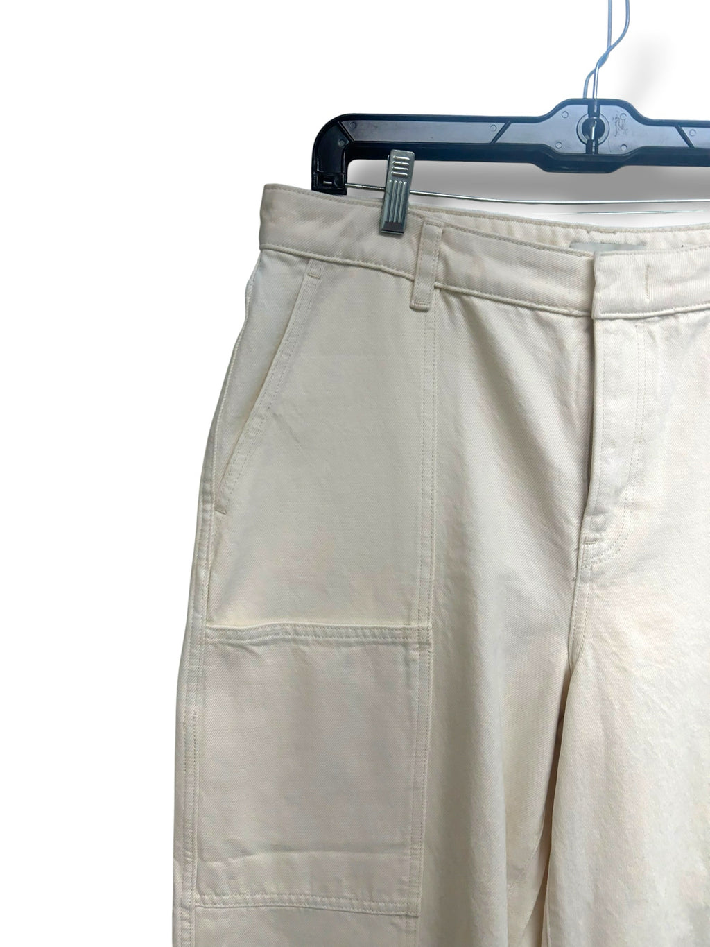 VINCE CROPPED HIGH RISE CARGO IVORY WIDE LEG JEANS SIZE 29