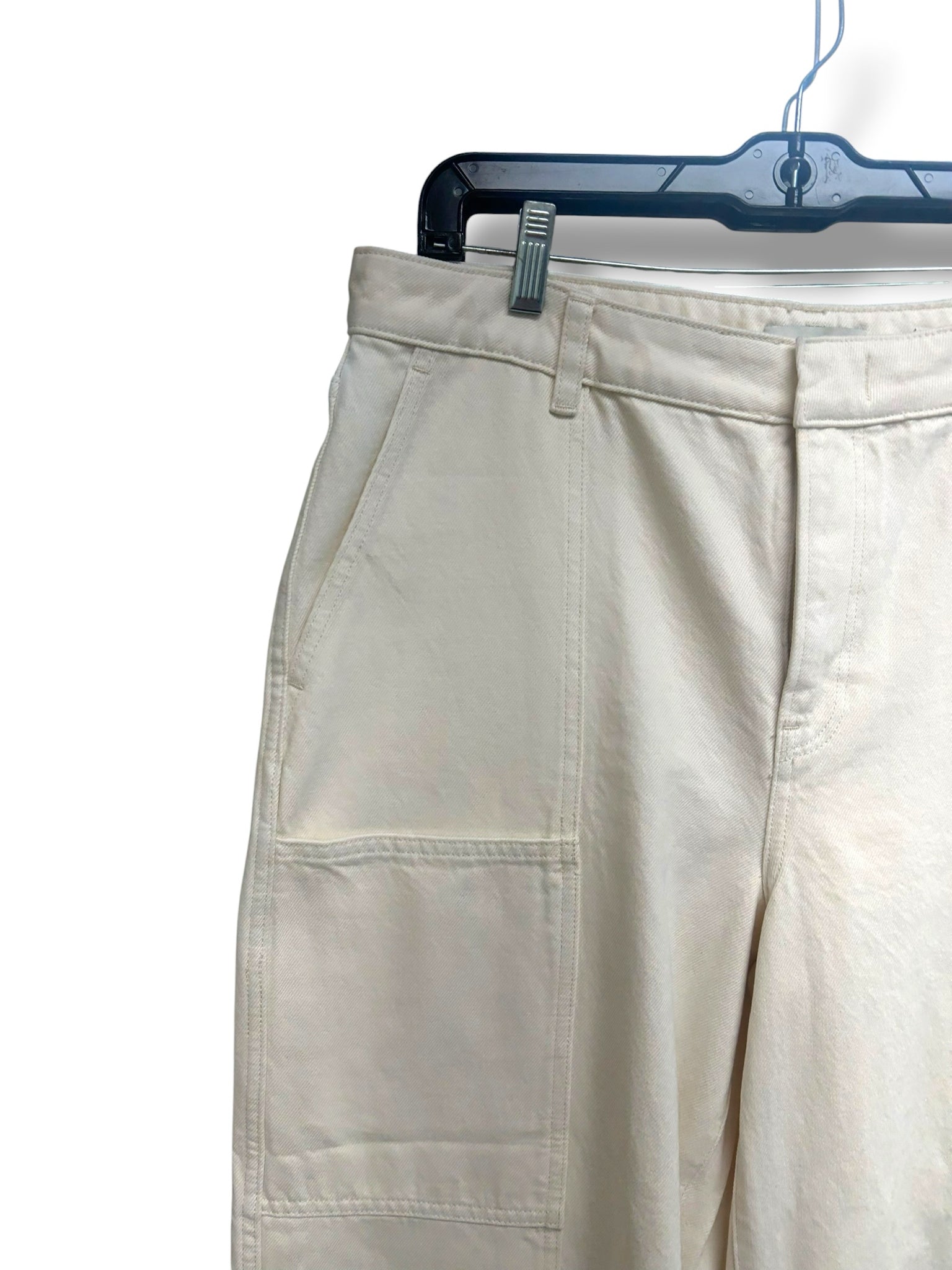 VINCE CROPPED HIGH RISE CARGO IVORY WIDE LEG JEANS SIZE 29