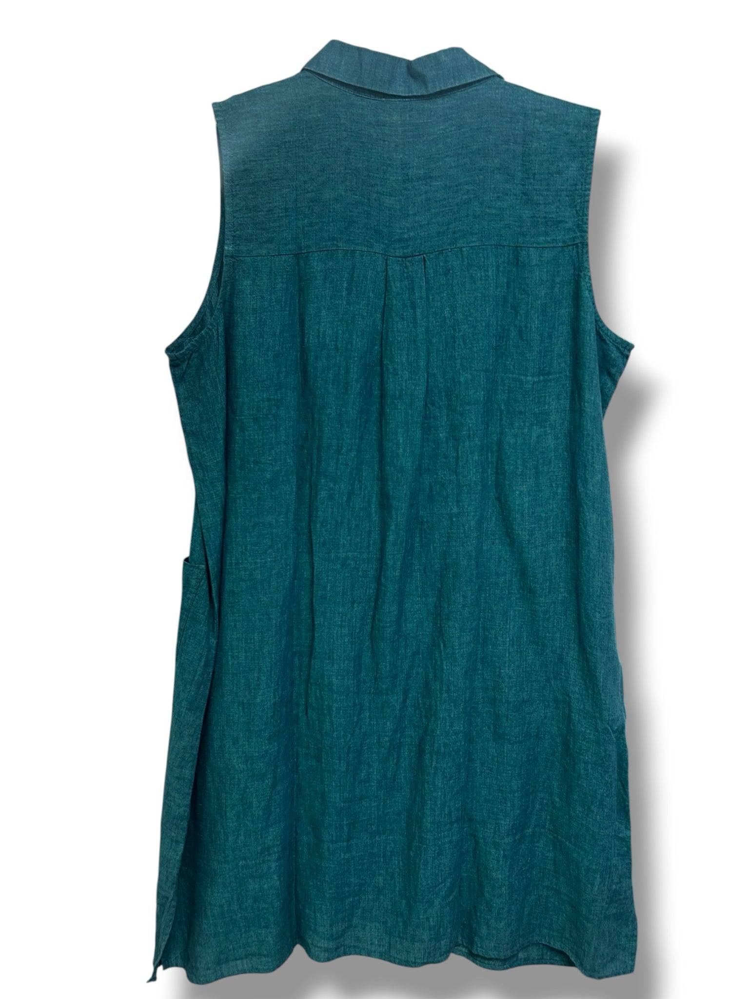 NEW WITH TAGS EILEEN FISHER ORGANIC LINE SLEEVELESS GREEN MINI DRESS SIZE XL