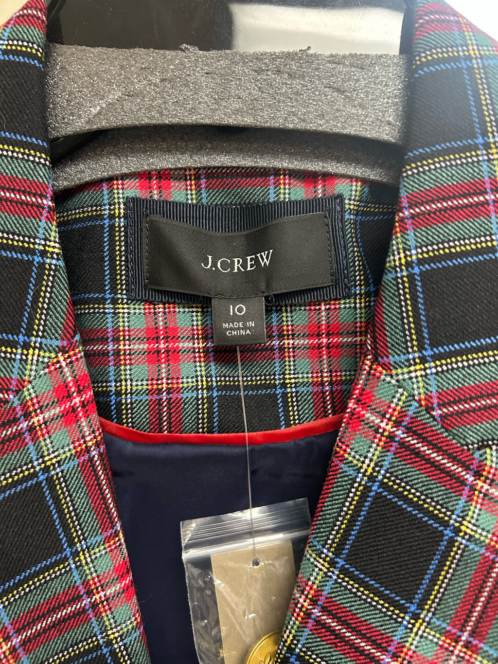 JCREW  SHRUNKEN BLAZER IN BLACK STEWART TARTAN SIZE 10