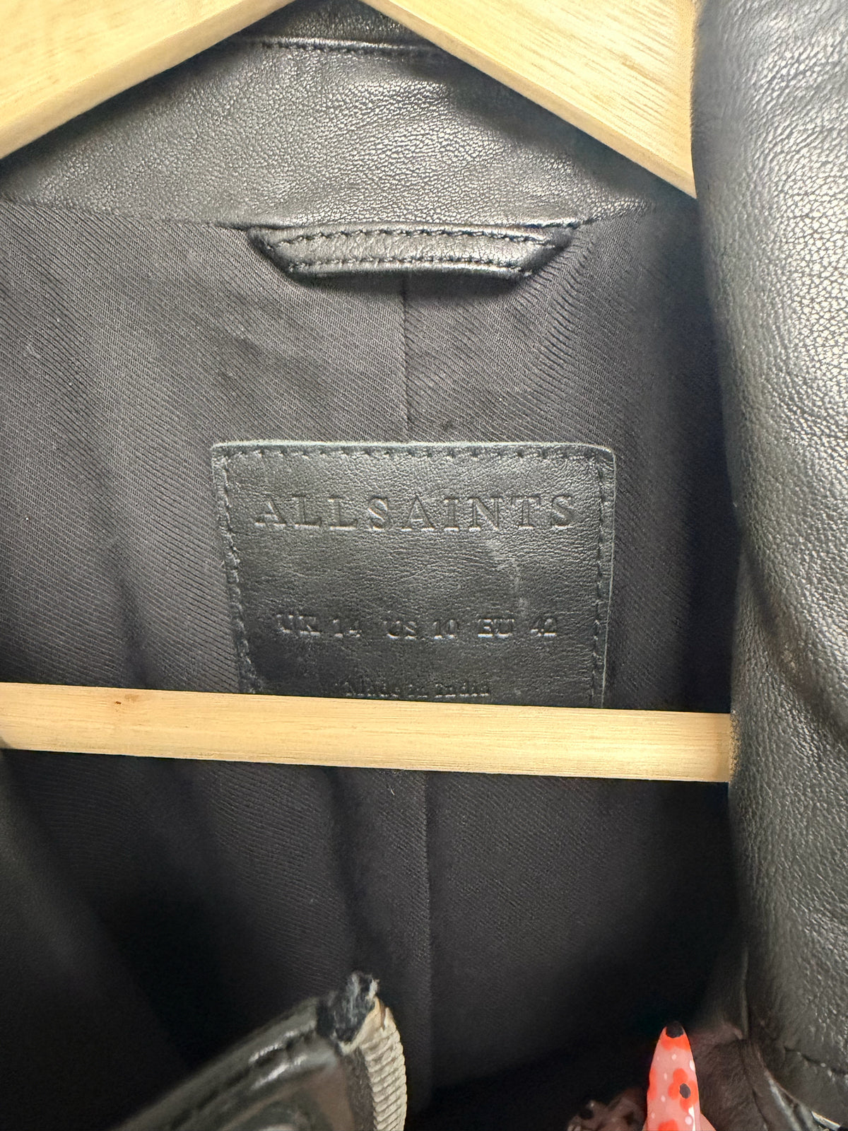 ALL SAINTS WYATT BRAIDED LAMB LEATHER BLACK BIKER MOTO JACKET SIZE 10