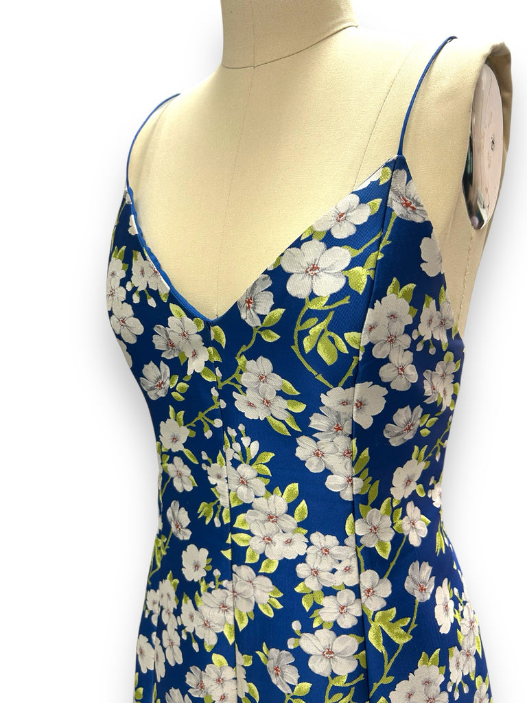 ALICE + OLIVIA TAYLA LANTERN FLORAL MINI DRESS BLUE SIZE 8
