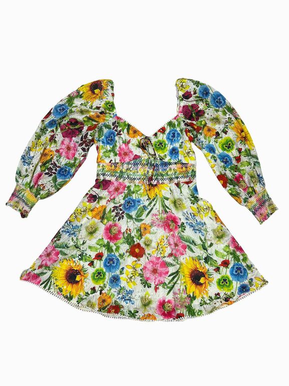 ALICE & OLIVIA CRAWFORD MINI DRESS IN SUNDAY STROLL MULTI SIZE: 6