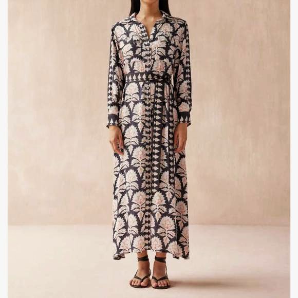 ANTHROPOLOGIE OMIKA PALMA SHIRT DRESS MAXI IN MIKA CAVIAR SIZE: XL