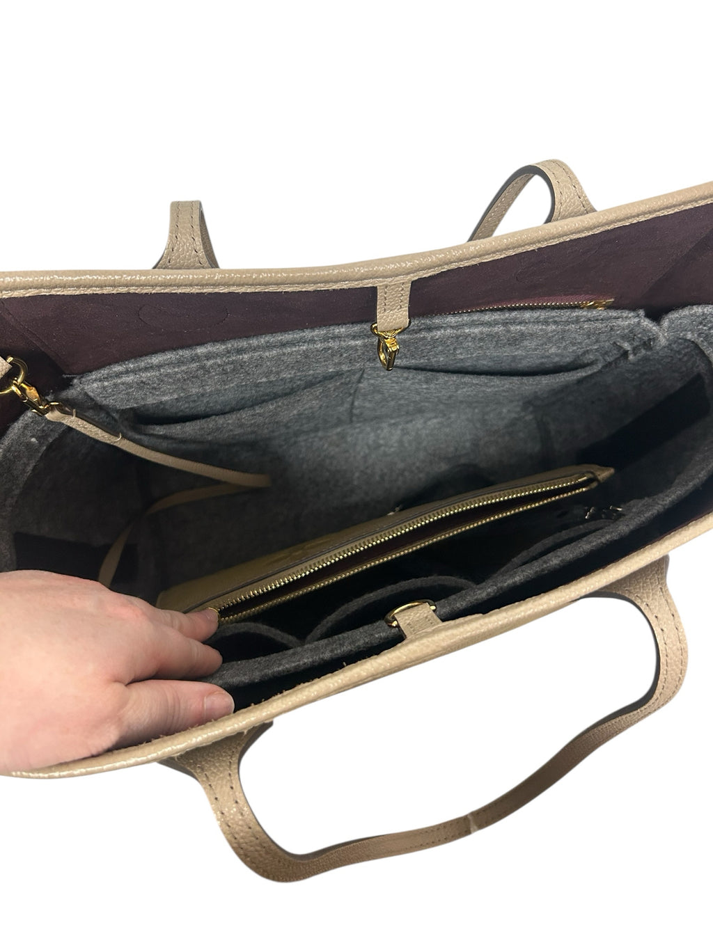 LOUIS VUITTON NEVERFULL MM TURTLEDOVE MONOGRAM EMPREINTE LEATHER WITH POUCH