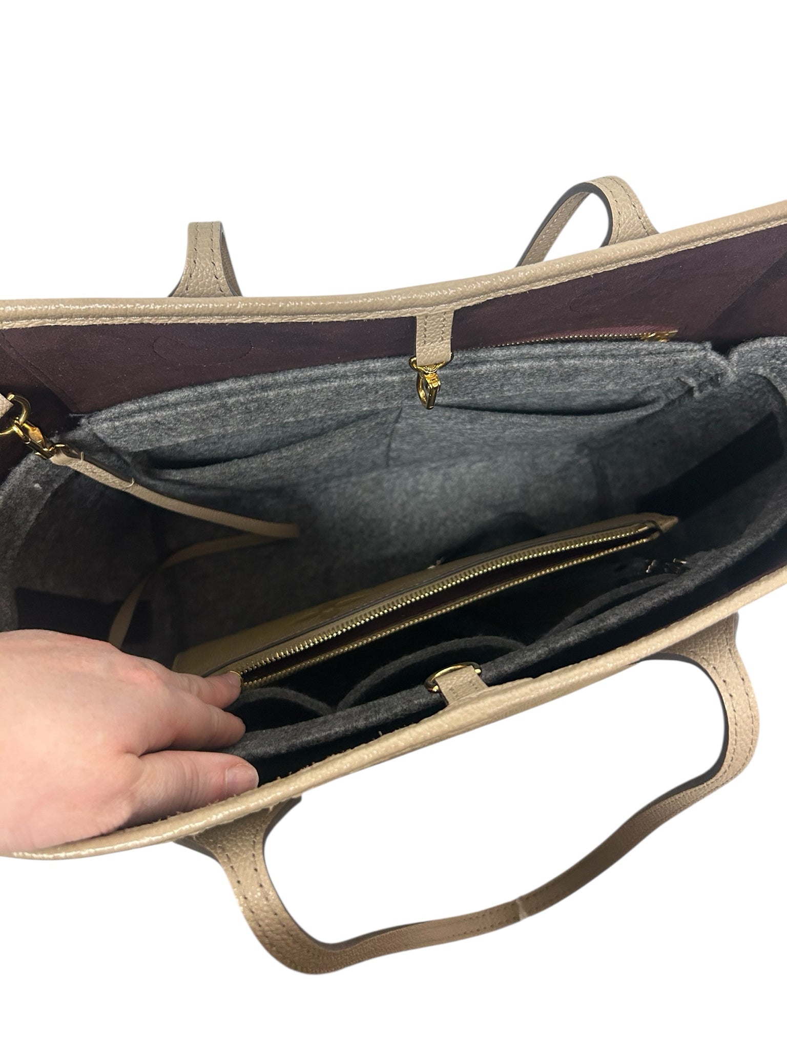 LOUIS VUITTON NEVERFULL MM TURTLEDOVE MONOGRAM EMPREINTE LEATHER WITH POUCH