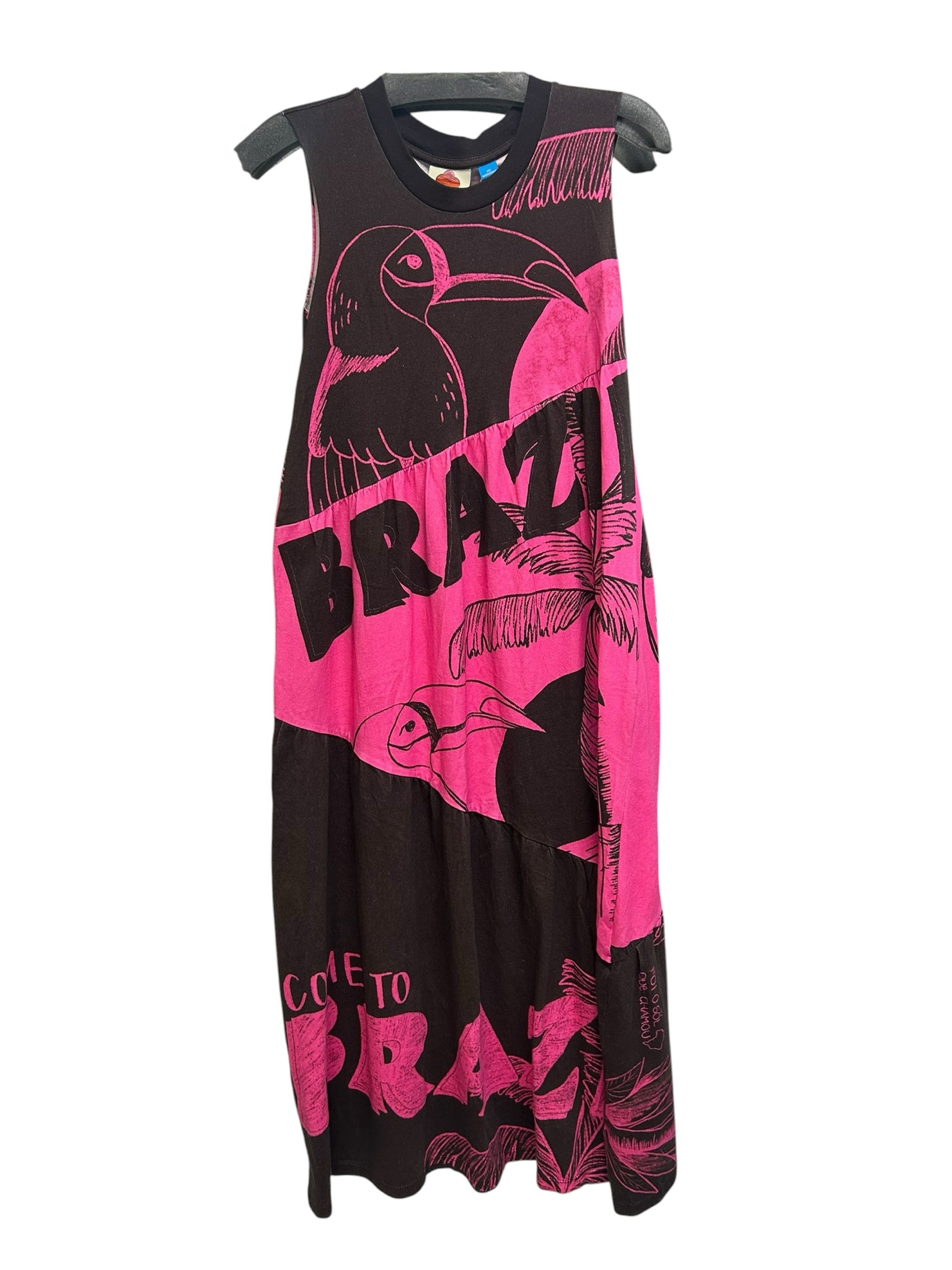 NWT ANTHROPOLOGIE FARM RIO BRAZIL PINK GRAPHIC TIERED TANK DRESS SIZE XS