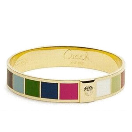 COACH LEGACY STRIPE GOLD TONE MULTI-COLOR BANGLE