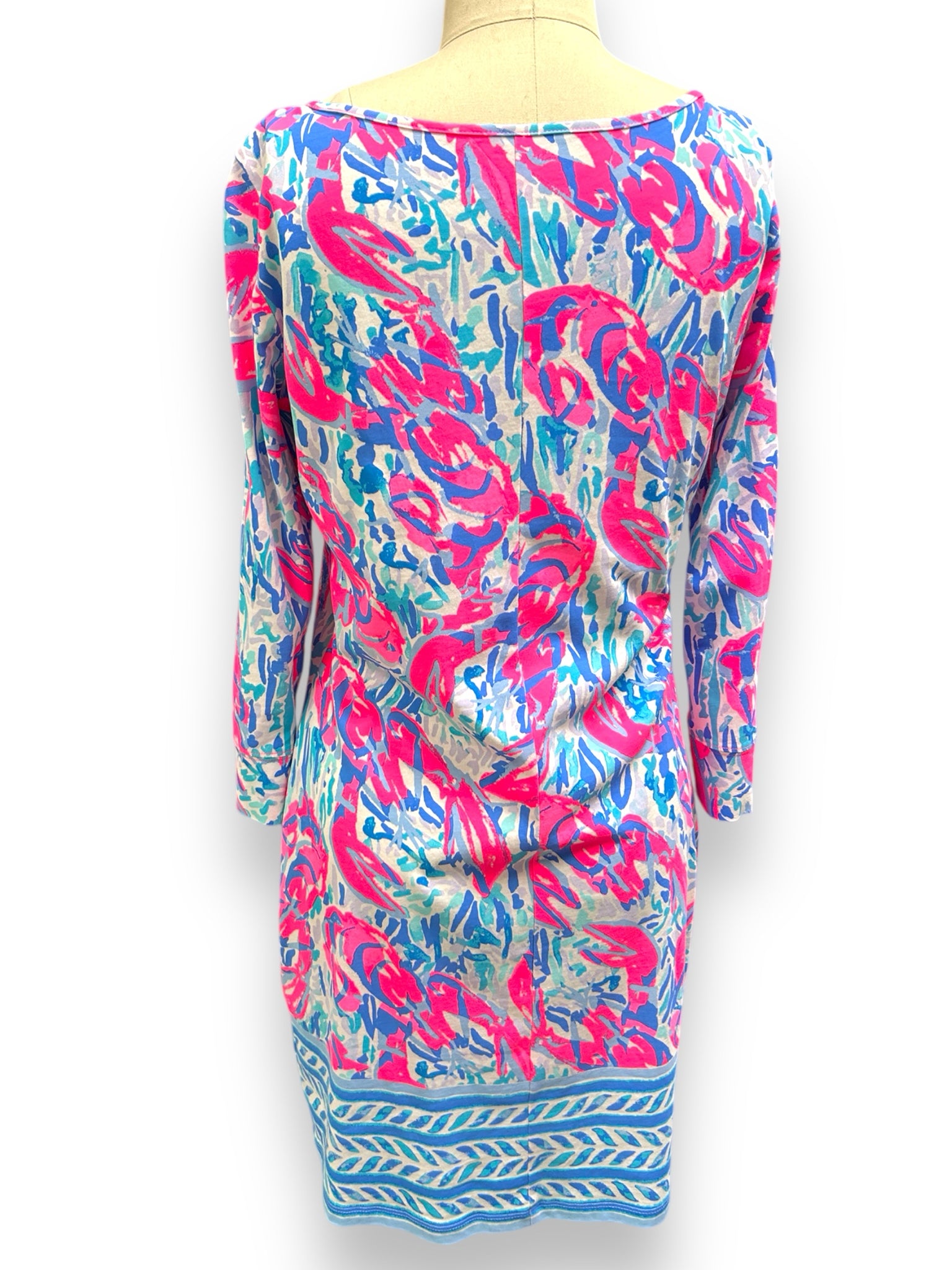LILLY PULITZER MARLOWE 3/4 SLEEVE LOBSTER PRINT PINK BLUE SIZE SMALL