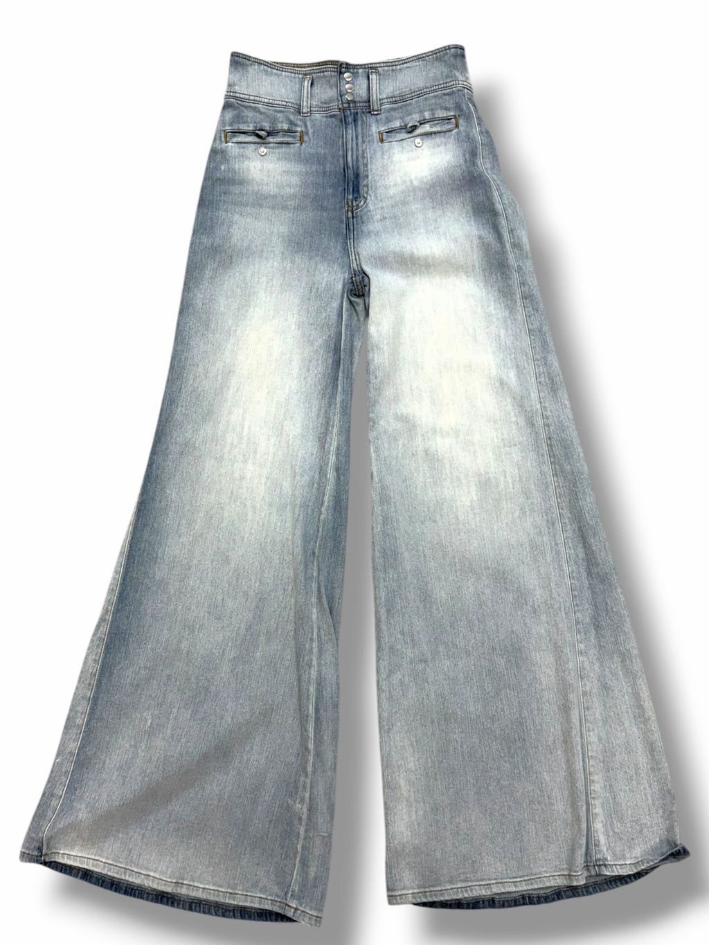 ANTHROPOLOGIE PILCRO HIGH RISE PATCH POCKET WIDE LEG JEANS SIZE 27 TALL