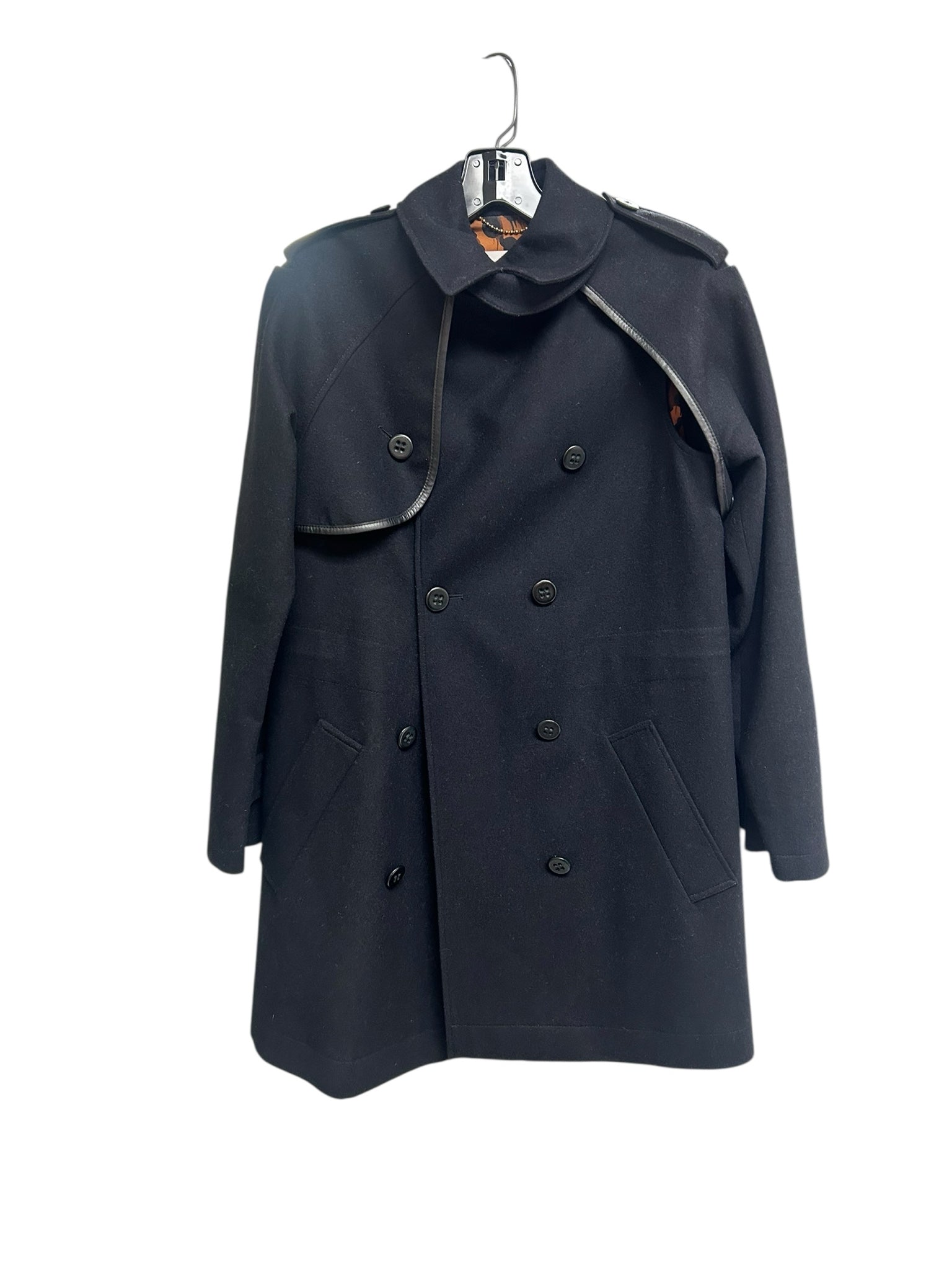 COACH CONVERTIBLE WOOL TRENCH COAT 3 IN 1 BLACK SIZE 0
