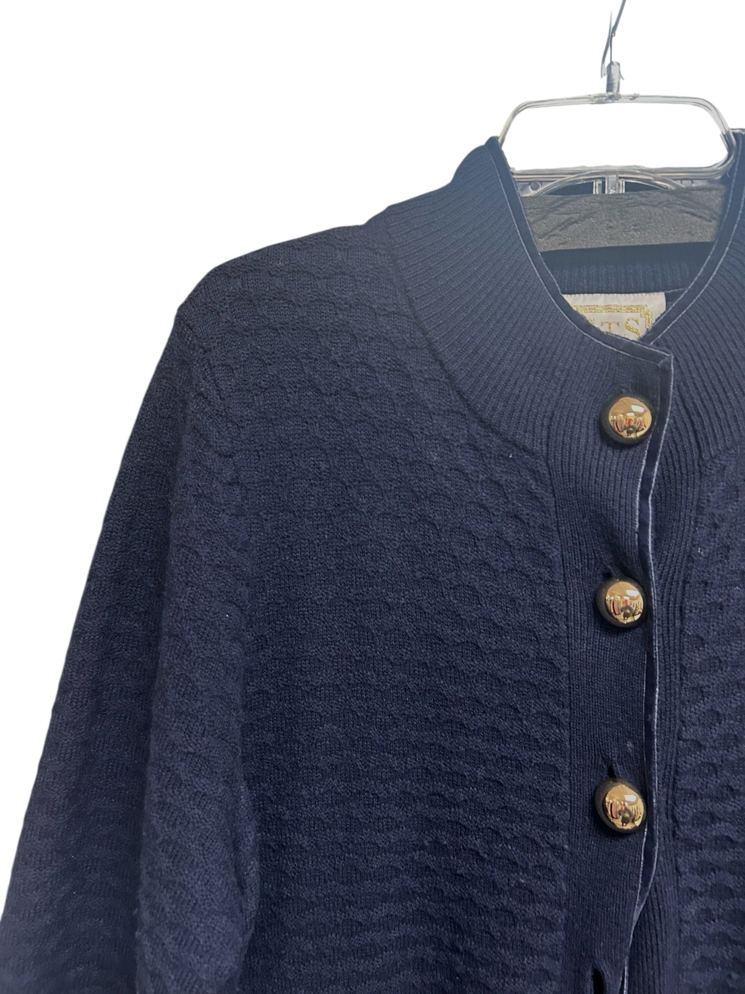 STS SAIL TO SABLE LIGHT NAVY WOOL HONEY COMB LONG CARDIGAN SIZE XXL