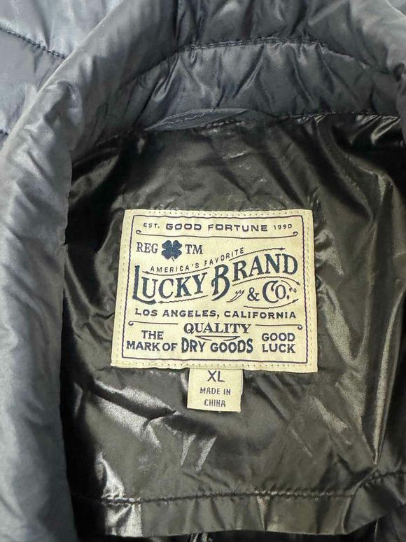 LUCKY BRAND NAVY QUILTED FULL SNAP JACKET SIZE XL