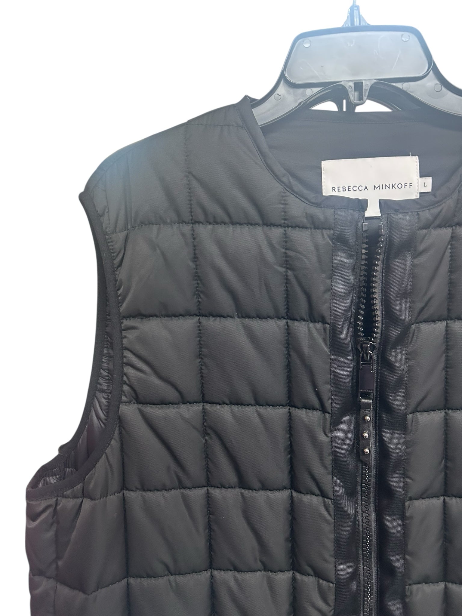 REBECCA MINKOFF BLACK LONG QUILTED PUFFER VEST SIZE LARGE