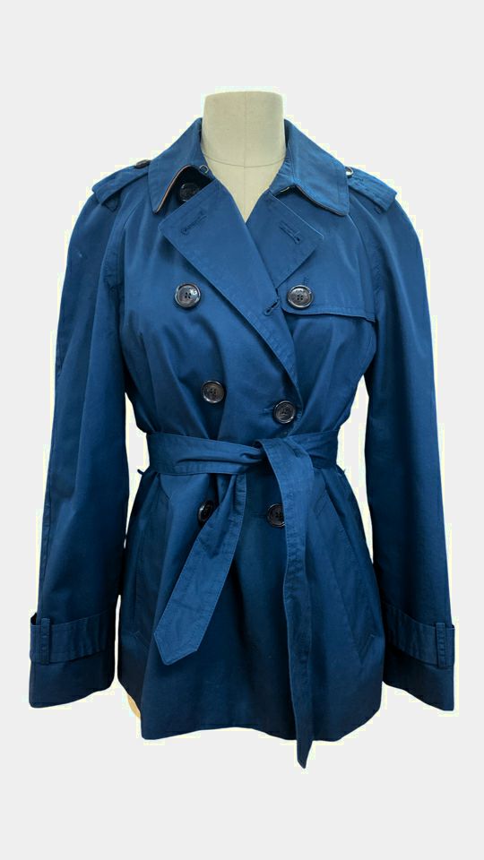 COACH ICON SHORT TRENCH COAT TRUE NAVY SIZE SMALL