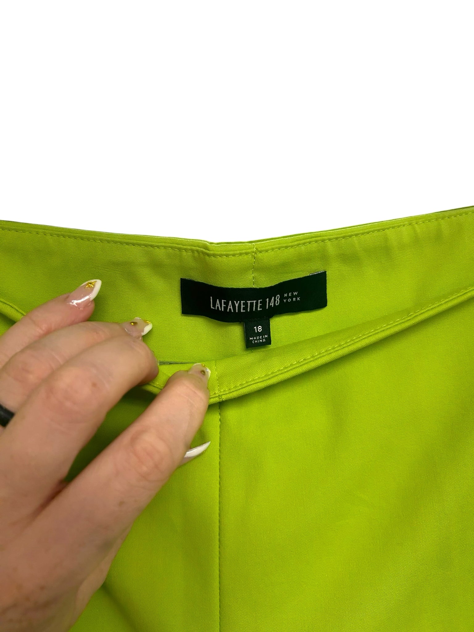NWT LAFAYETTE 148 LIME GREEN STANTON ANKLE DRESS PANTS SIZE 18