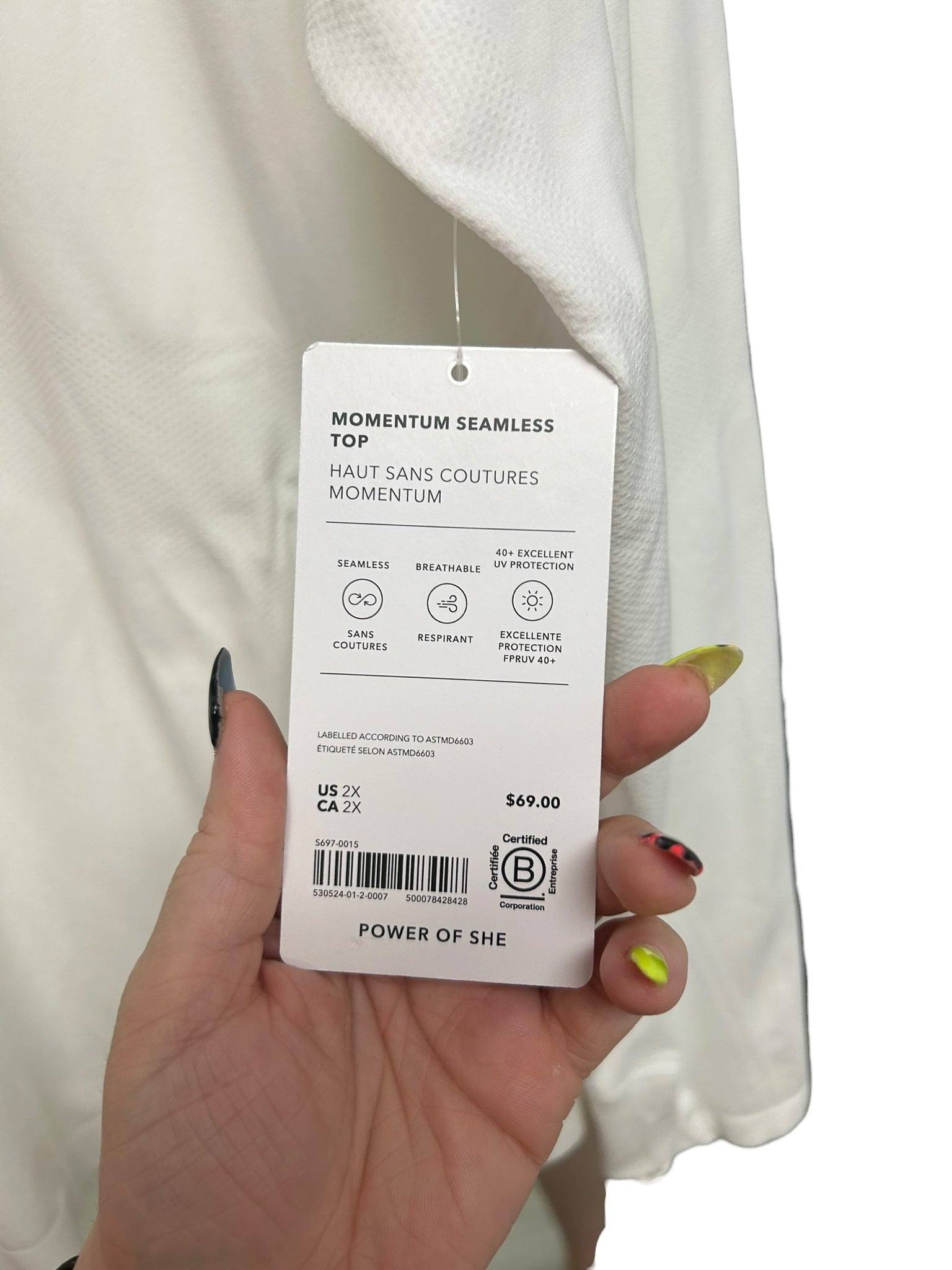 NWT ATHLETA MOMENTUM WHITE SEAMLESS LONG SLEEVE WORKOUT TOP SIZE 2X