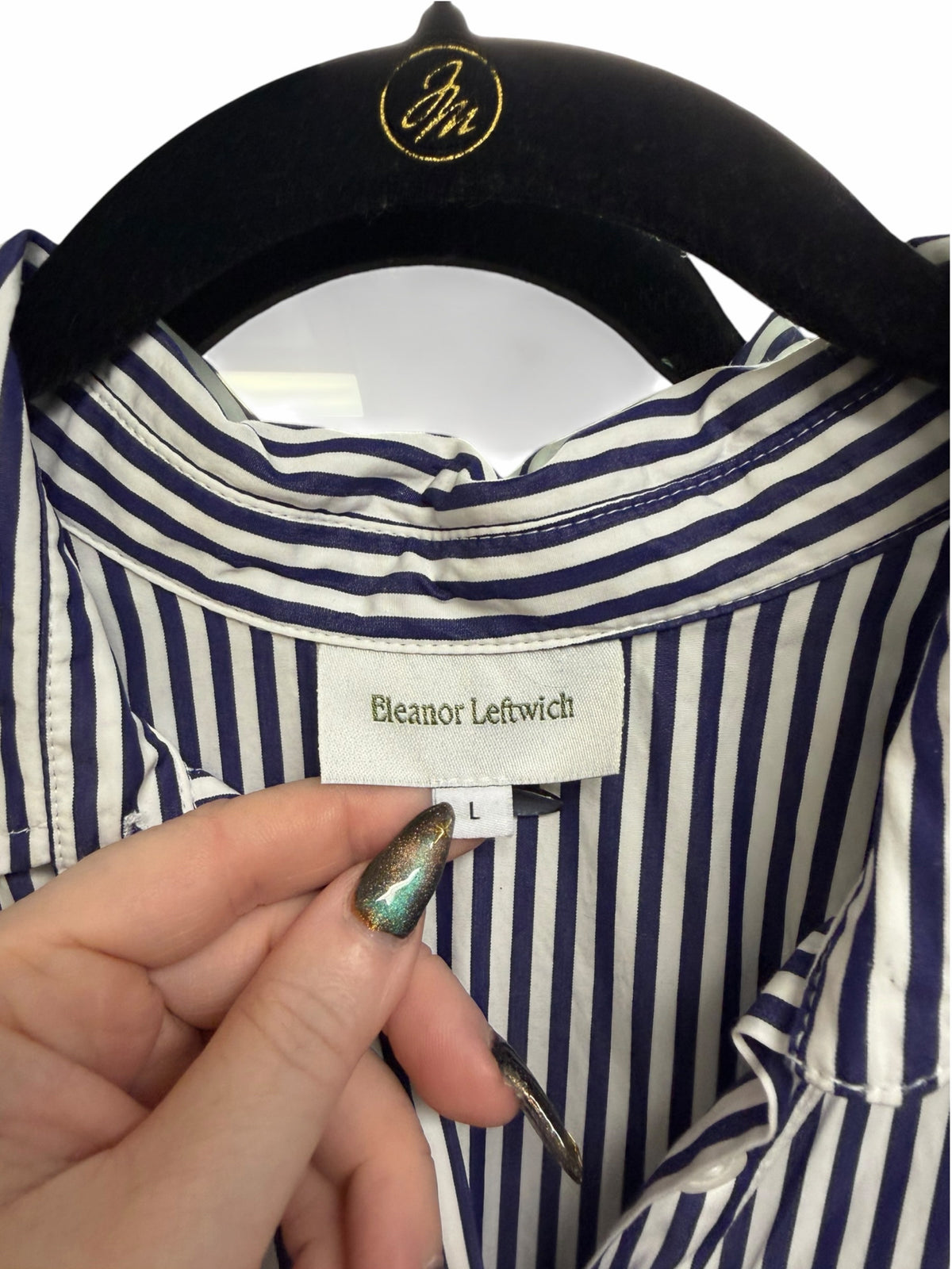 ELEANOR LEFTWICH STRIPE FRENCH COTTON MAXI SHIRT DRESS SIZE LARGE