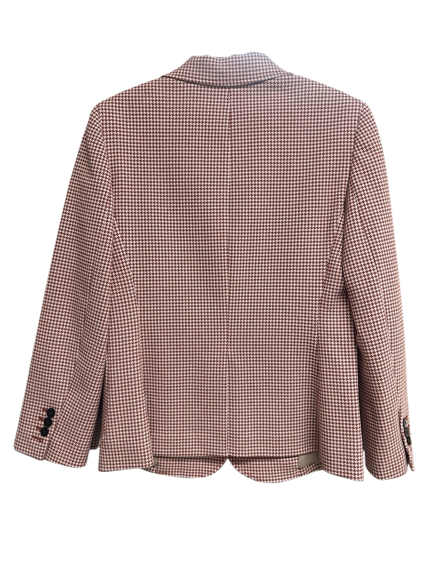 THEORY HOUNDSTOOTH BLAZER BURNT UMBER & WHITE WITH NOTCHED LAPELS SIZE 8