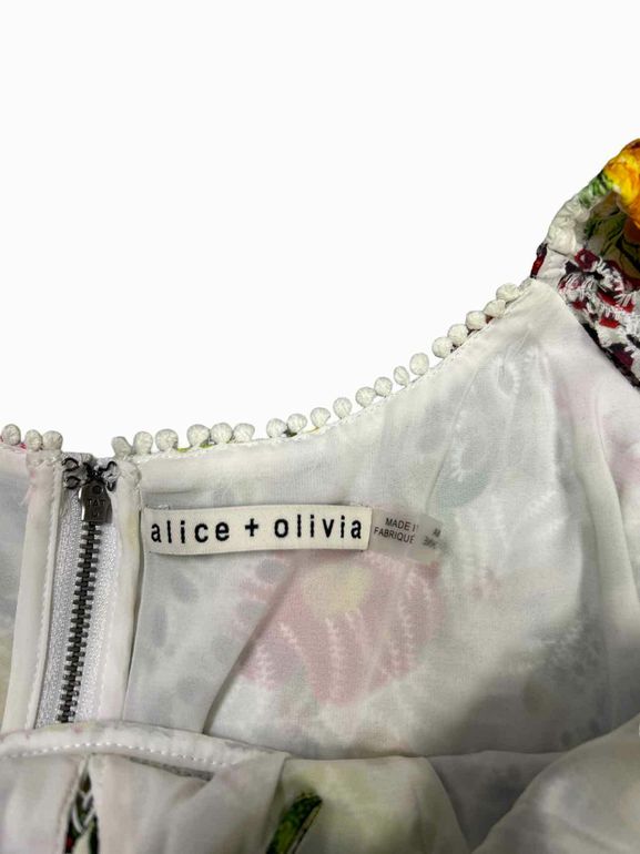 ALICE & OLIVIA CRAWFORD MINI DRESS IN SUNDAY STROLL MULTI SIZE: 6