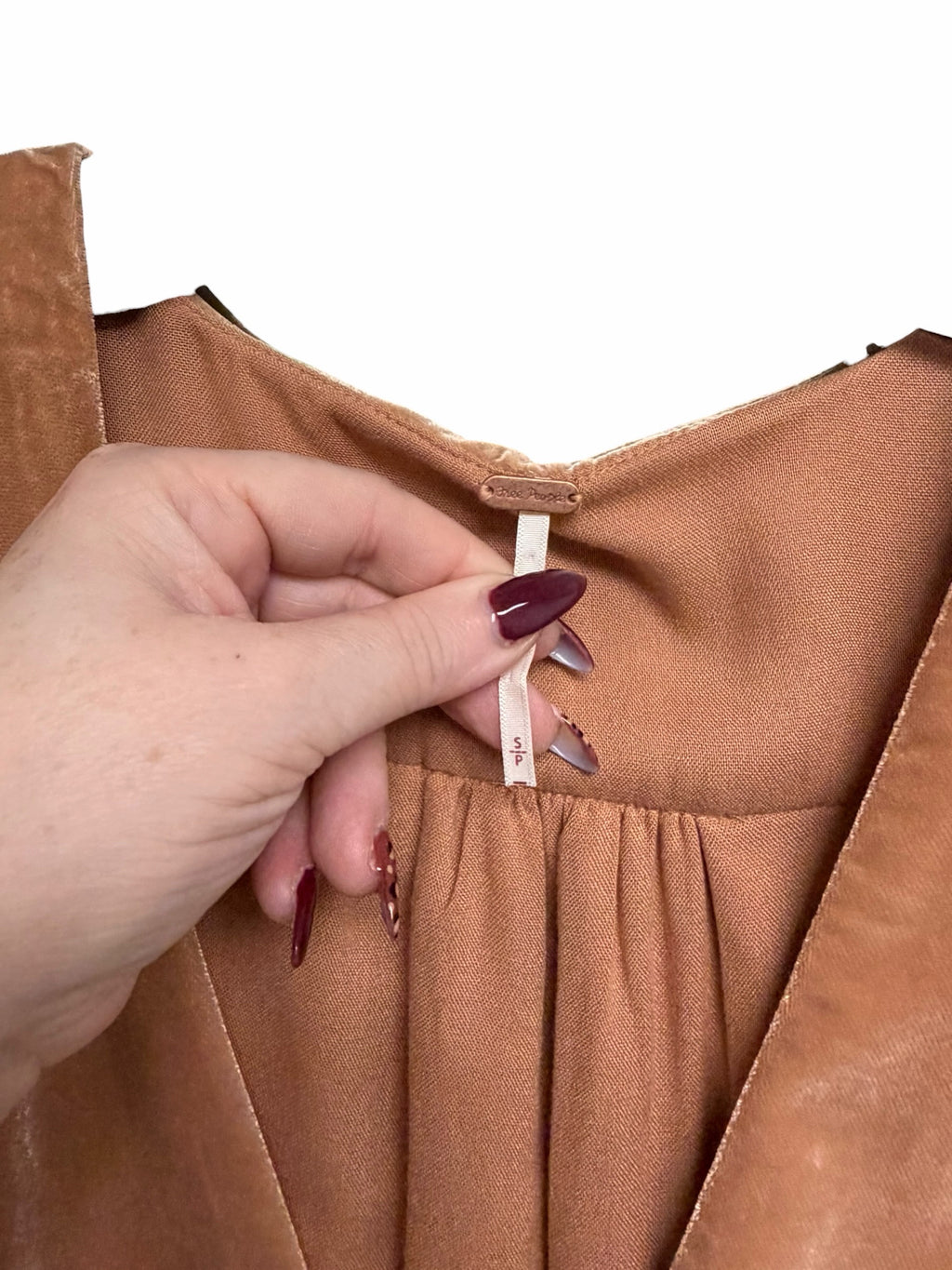 FREE PEOPLE ESTELLA PEACH VELVET MINI DRESS SIZE SMALL