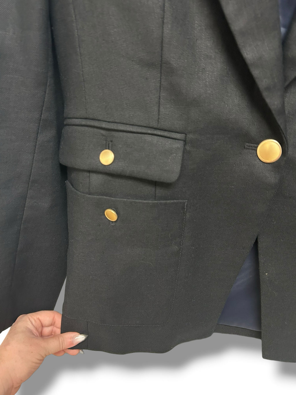 NWT J.CREW VIVIENNE STRETCH LINEN BLEND GOLD BUTTON BLAZER SIZE 12