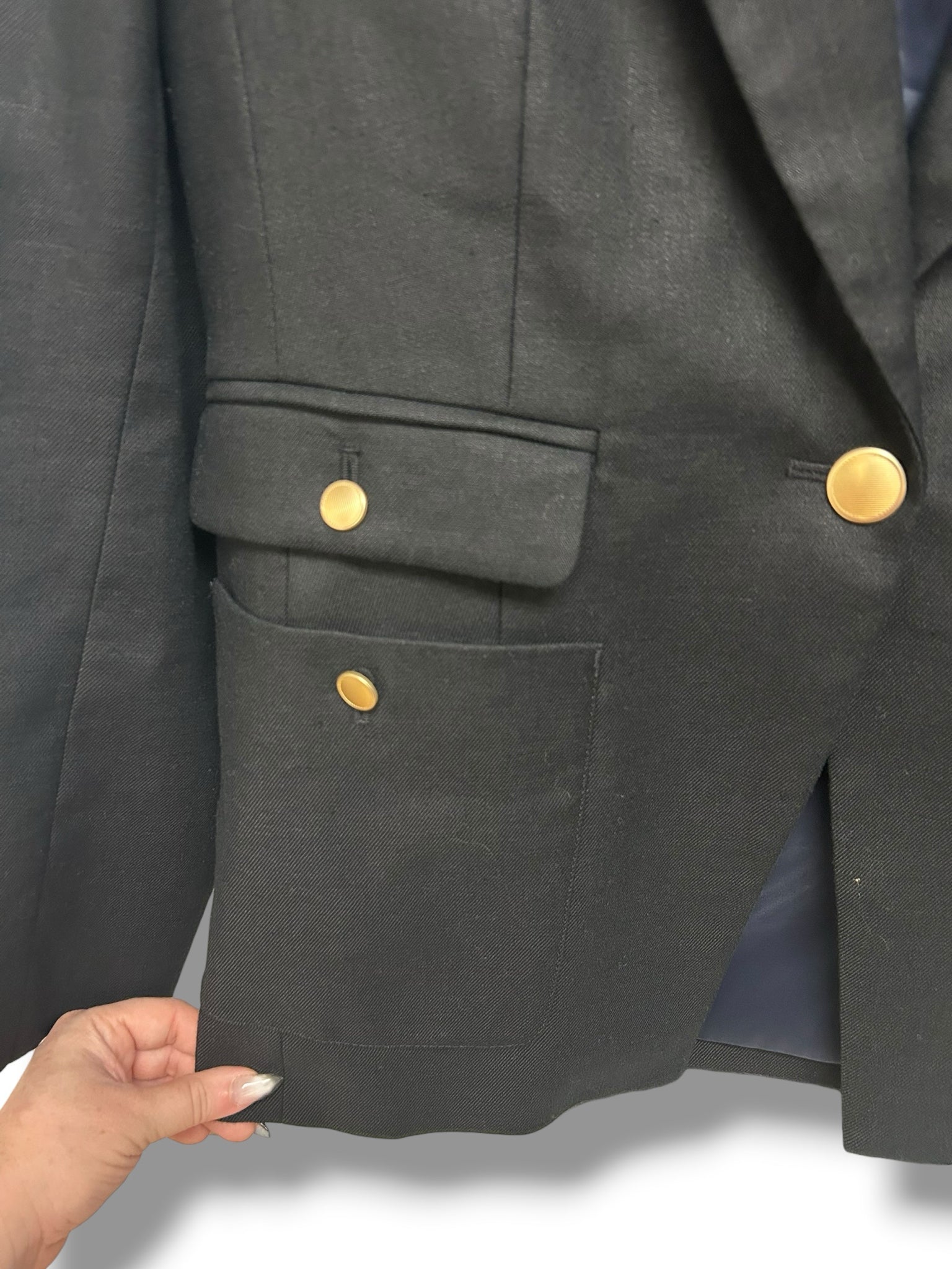 NWT J.CREW VIVIENNE STRETCH LINEN BLEND GOLD BUTTON BLAZER SIZE 12