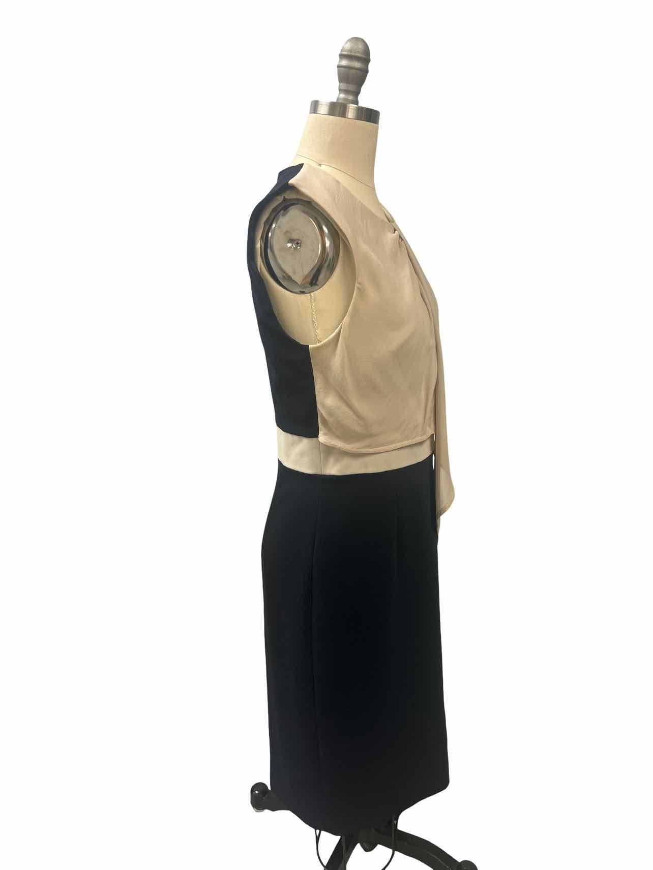 D.EXTERIOR SHEER OVERLAY SLEEVELESS COLORBLOCK DRESS SIZE: 44
