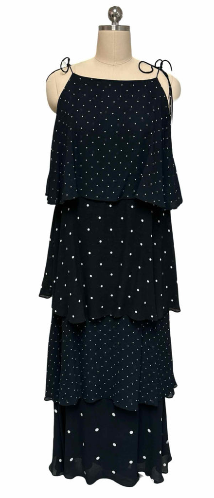 ANINE BING POLKADOT DAISY TIERED BLACK/WHITE MAXI DRESS SIZE M