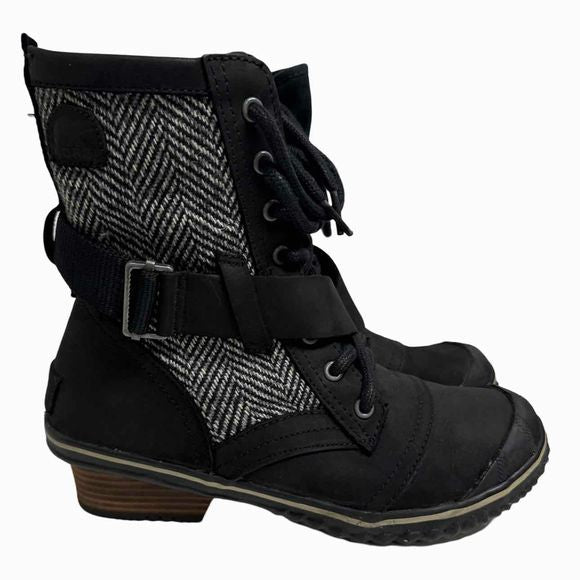 SOREL NIB! SLIMBOOT LACE BLACK/GRAY CASUAL BOOT SIZE 8.5